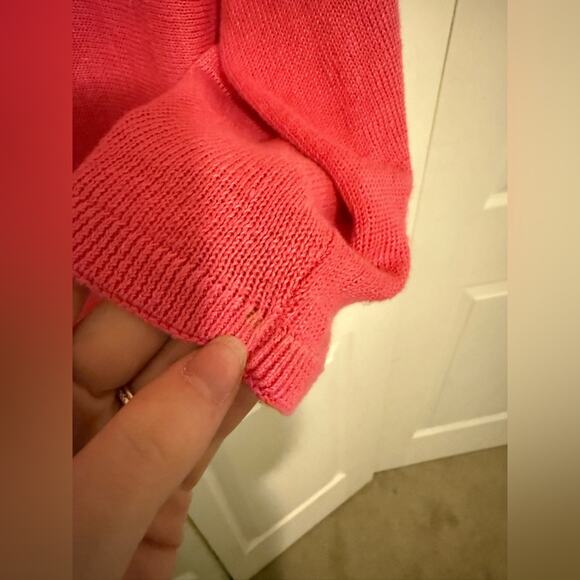 Eileen Fisher Pink Bateau Neck Organic Linen Sweater CHRLN Pink and Red Large - Picture 7 of 9